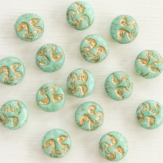 13mm Moon Face Beads - Turquoise - 15 Beads