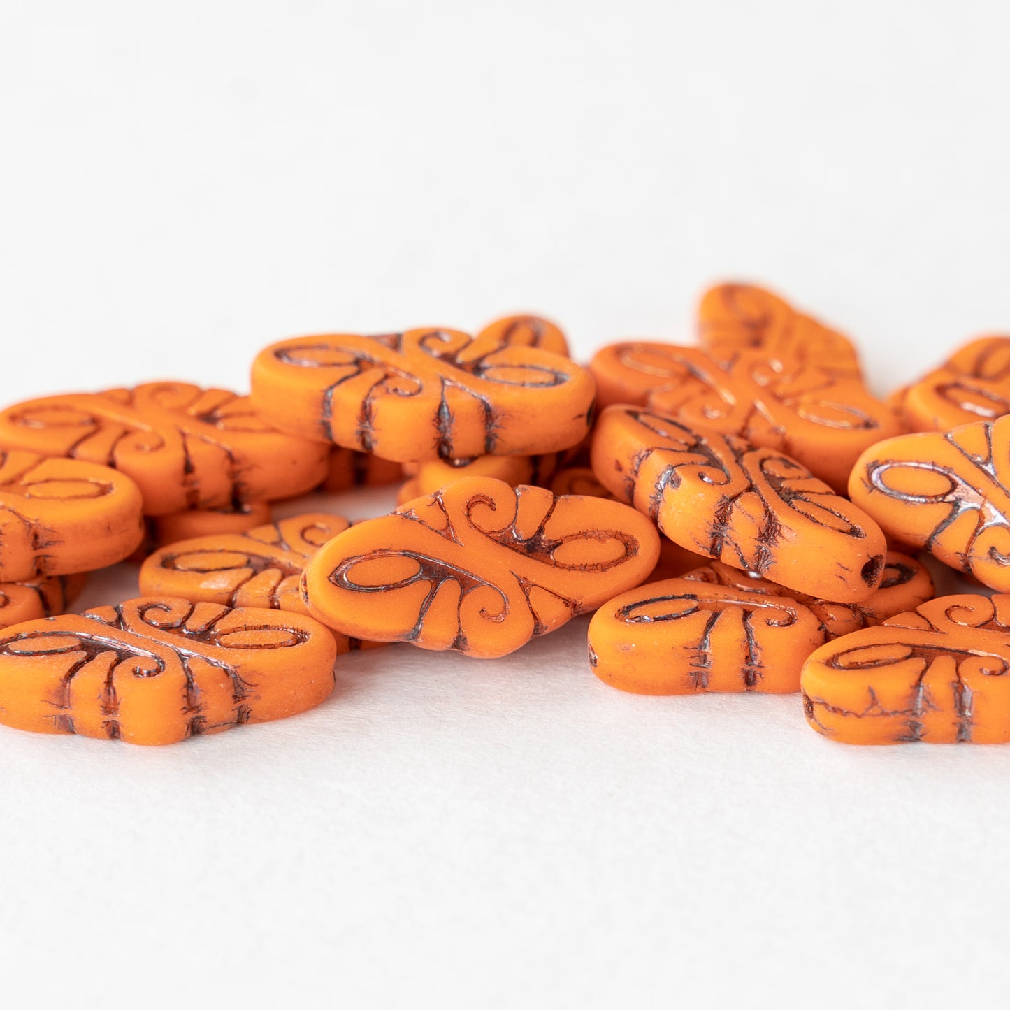 9x19mm Arabesque Beads - Orange - 10 or 30