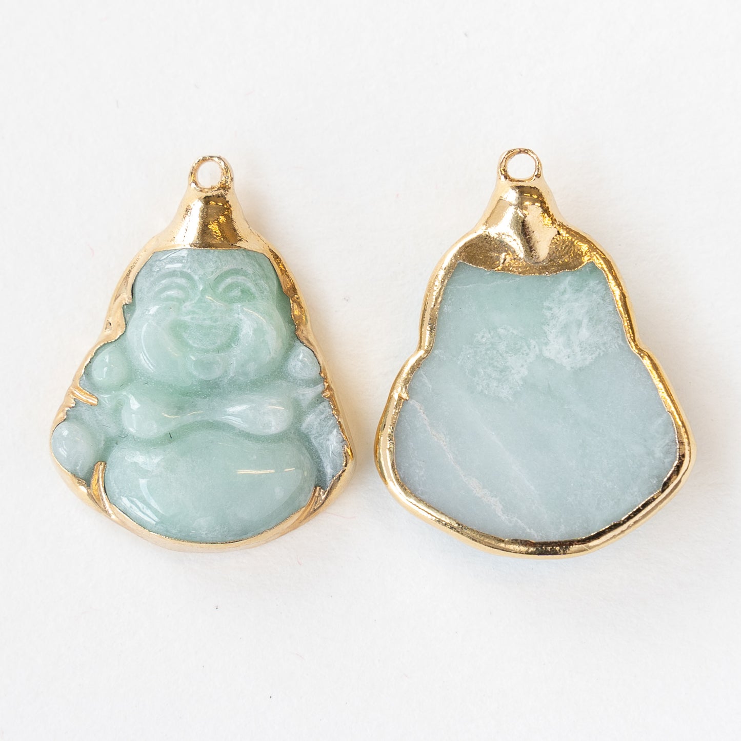 Buddha Pendant with Gold - Burma Jade Carved Stone Pendant