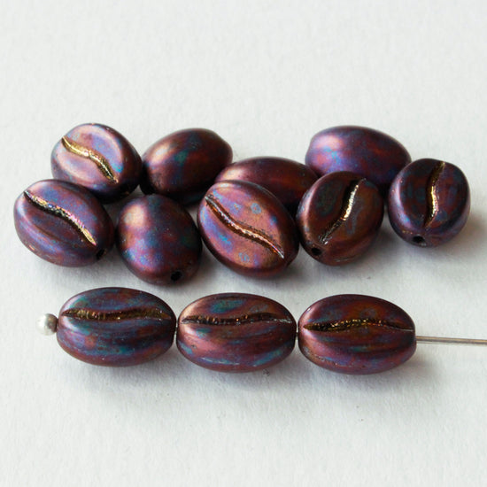 Coffee Bean Beads! - Satin Metallic - 12 Beads