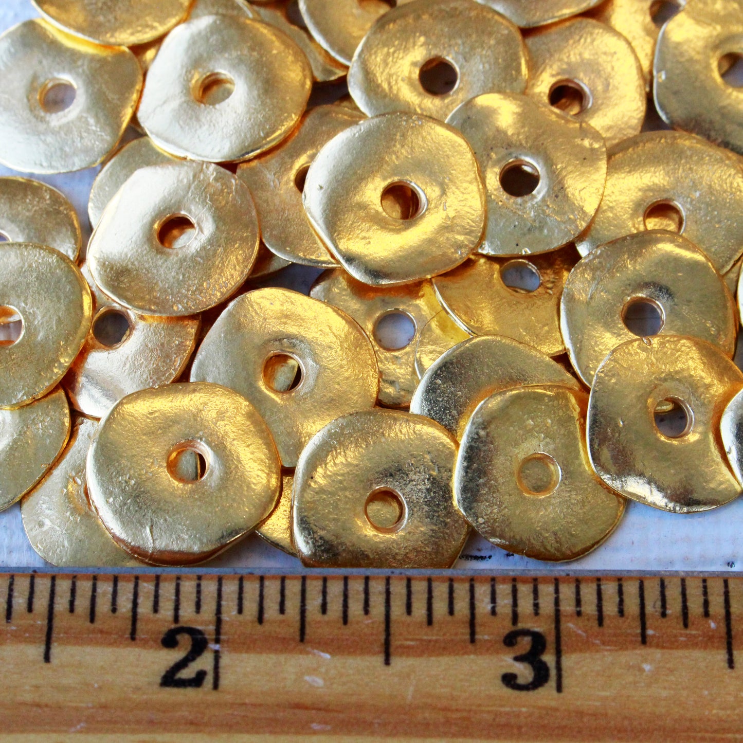 15mm Disk Beads - 24K Gold Plate  - Choose Amount