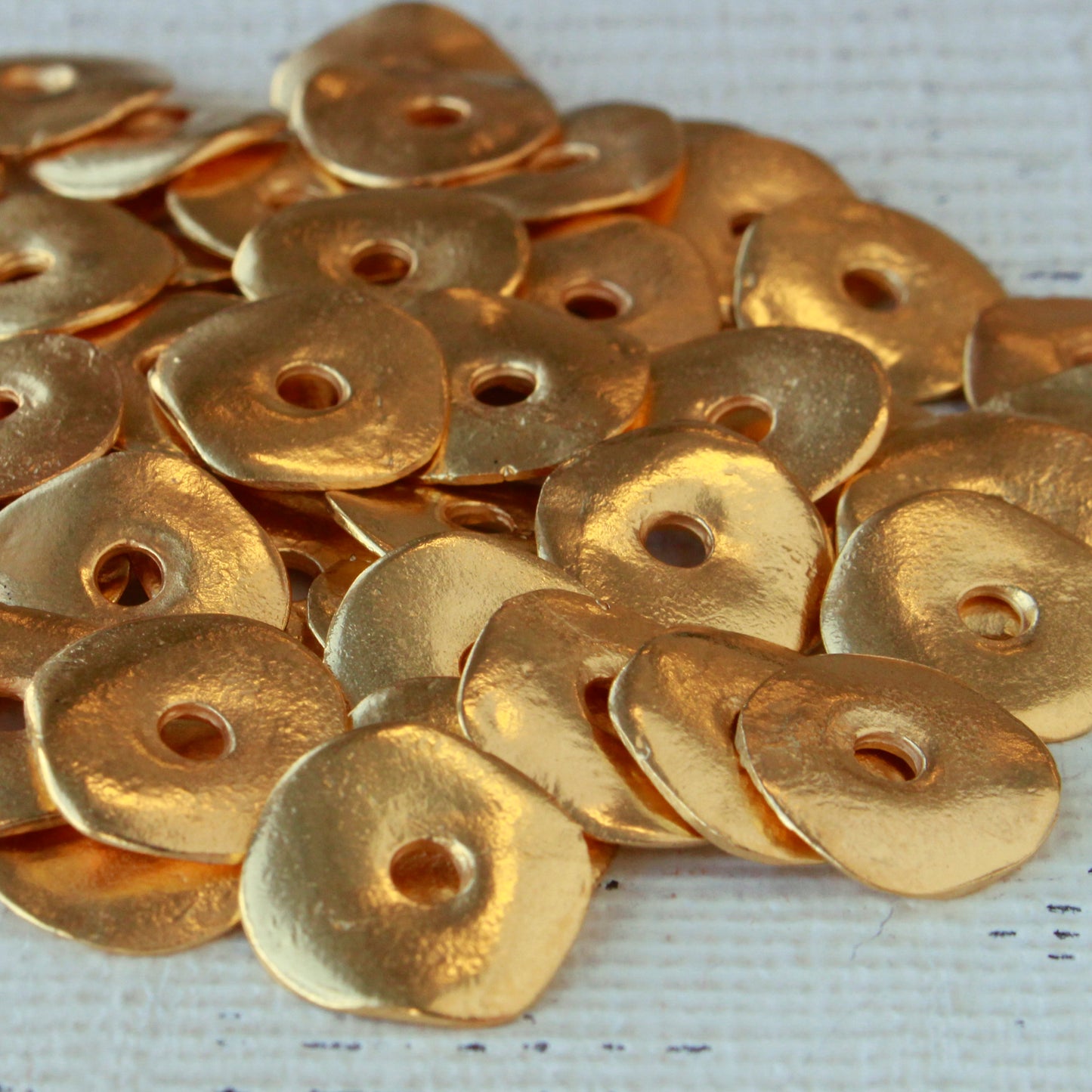 15mm Disk Beads - 24K Gold Plate  - Choose Amount