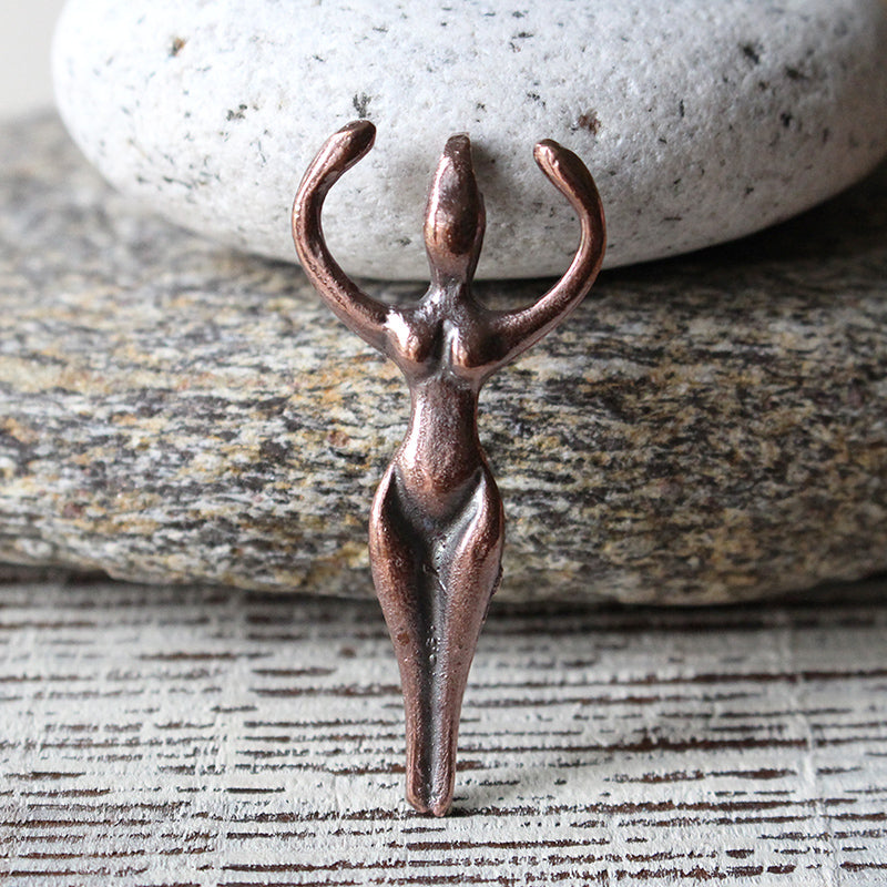 48mm Mykonos Metal Goddess Pendant - Anitique Copper - 1 or 5