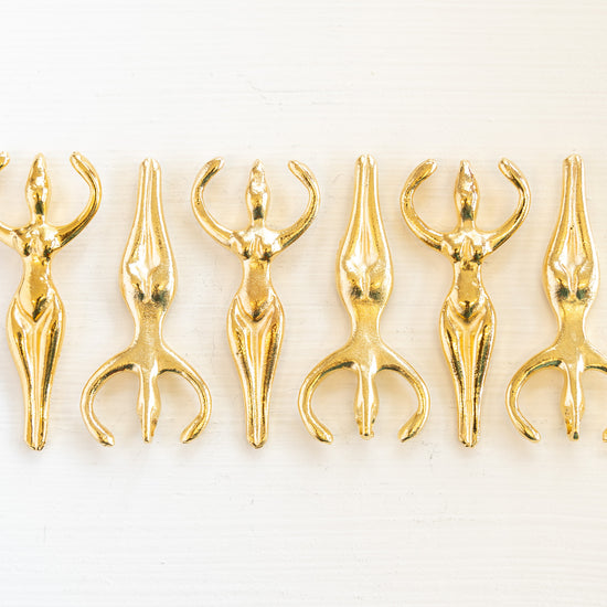 48mm Mykonos Metal Goddess Pendant - Gold - Choose Amount