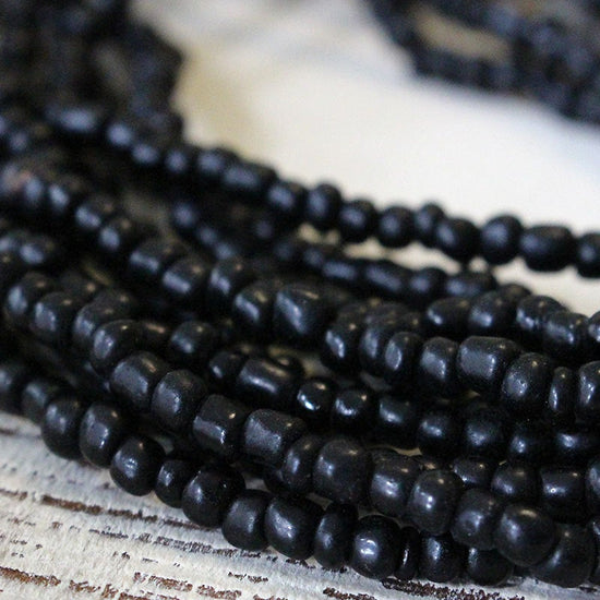Rustic Indonesian Seed Beads - Black - 21 or 42 inches