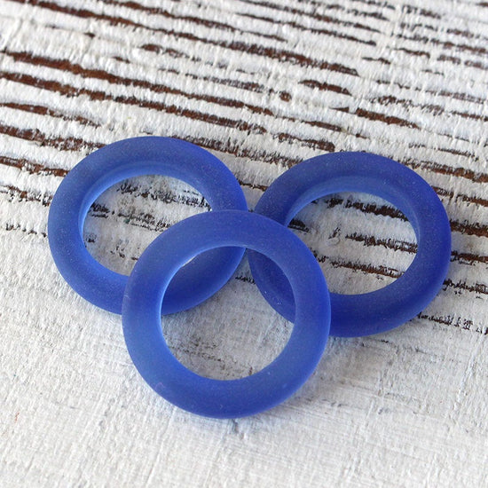 23mm Frosted Glass Rings - Sapphire Blue