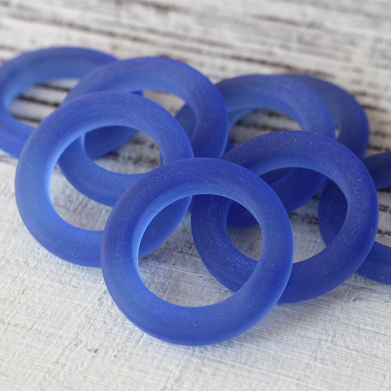 23mm Frosted Glass Rings - Sapphire Blue