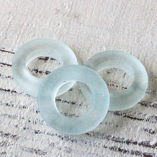 17mm Frosted Glass Rings - Lt Coke Green - 2 or 10