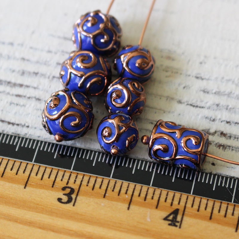 Lampwork Tube Beads - 10x14mm - Opaque Blue - 2, 4 or 8