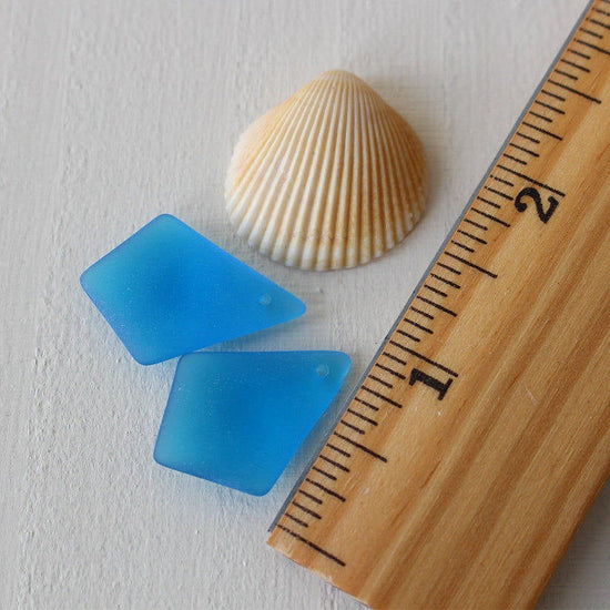 20x28mm Frosted Glass Diamond Pendants - Sapphire Blue - 4