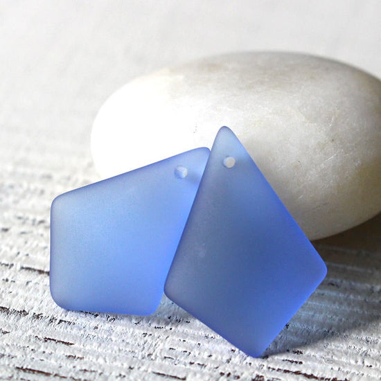 20x28mm Frosted Glass Diamond Pendants - Sapphire Blue - 4