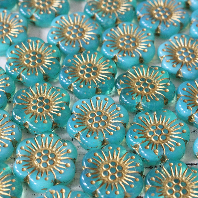 18mm Anemone Flower Beads - Opaline Pastel Gold Decor - Choose Color