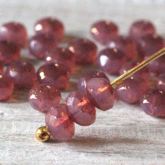 3x5mm Rondelle Beads - Opaline Pink Rose Bronze - Choose Amount
