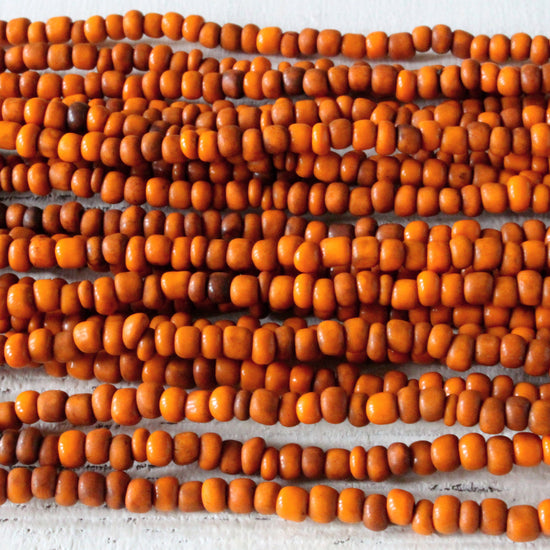Rustic Indonesian Seed Beads - Orange Pumpkin - 42 inches