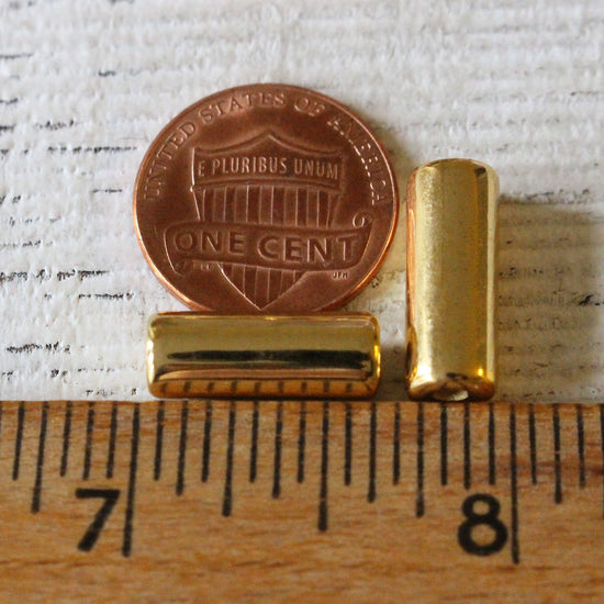 17mm 24K Gold Coated Ceramic Tube Beads - Gold - 10 or 30