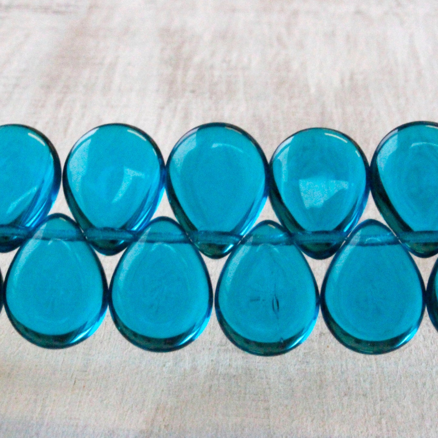 12x16mm Flat Teardrops Beads - Teal - 10 or 20 Beads