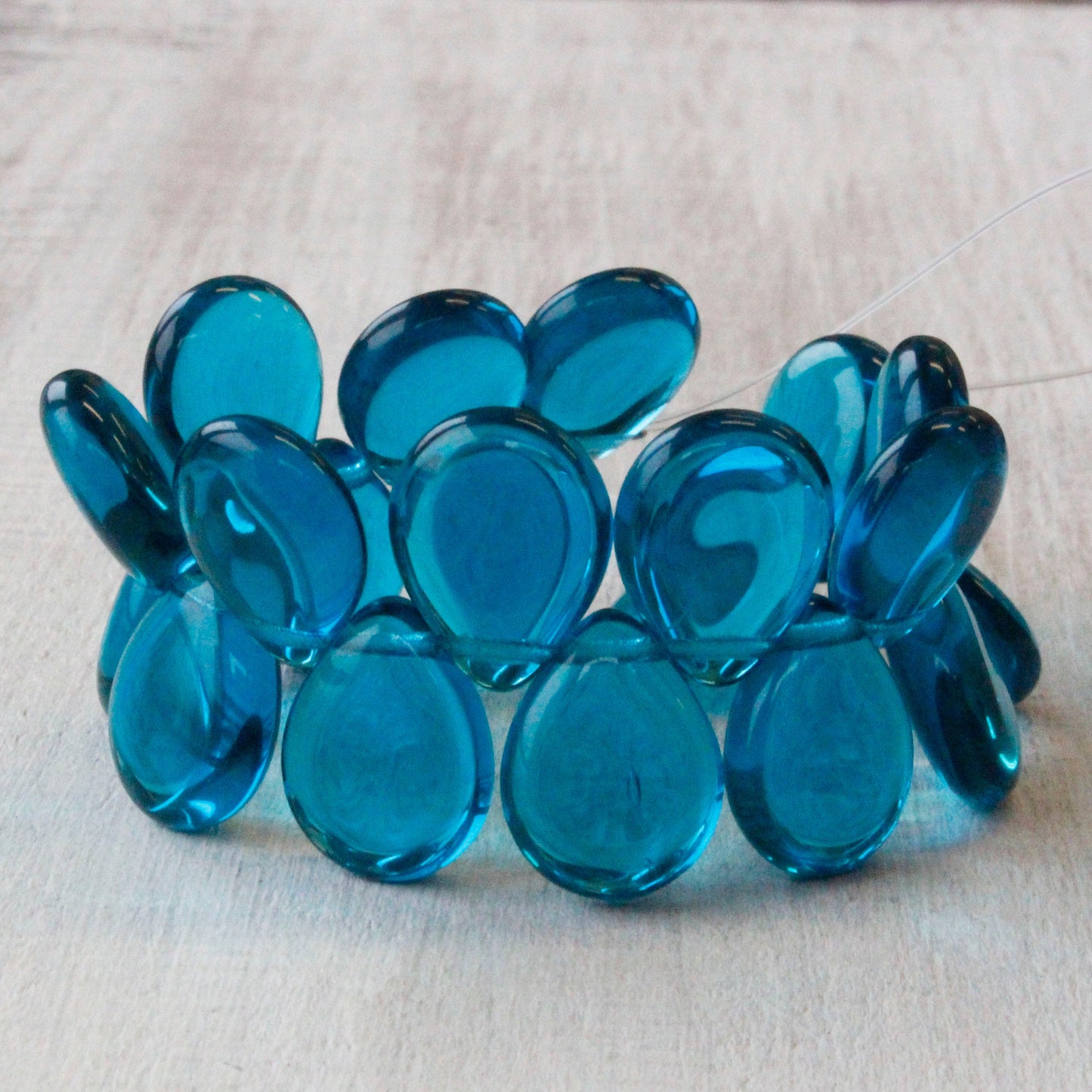 12x16mm Flat Teardrops Beads - Teal - 10 or 20 Beads
