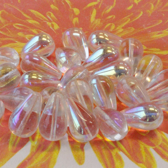 11x18mm Long Drilled Drops - Crystal AB - 20 Beads