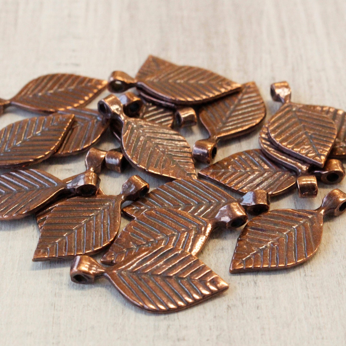 14x29mm Mykonos Metal Leaf Pendant - Copper