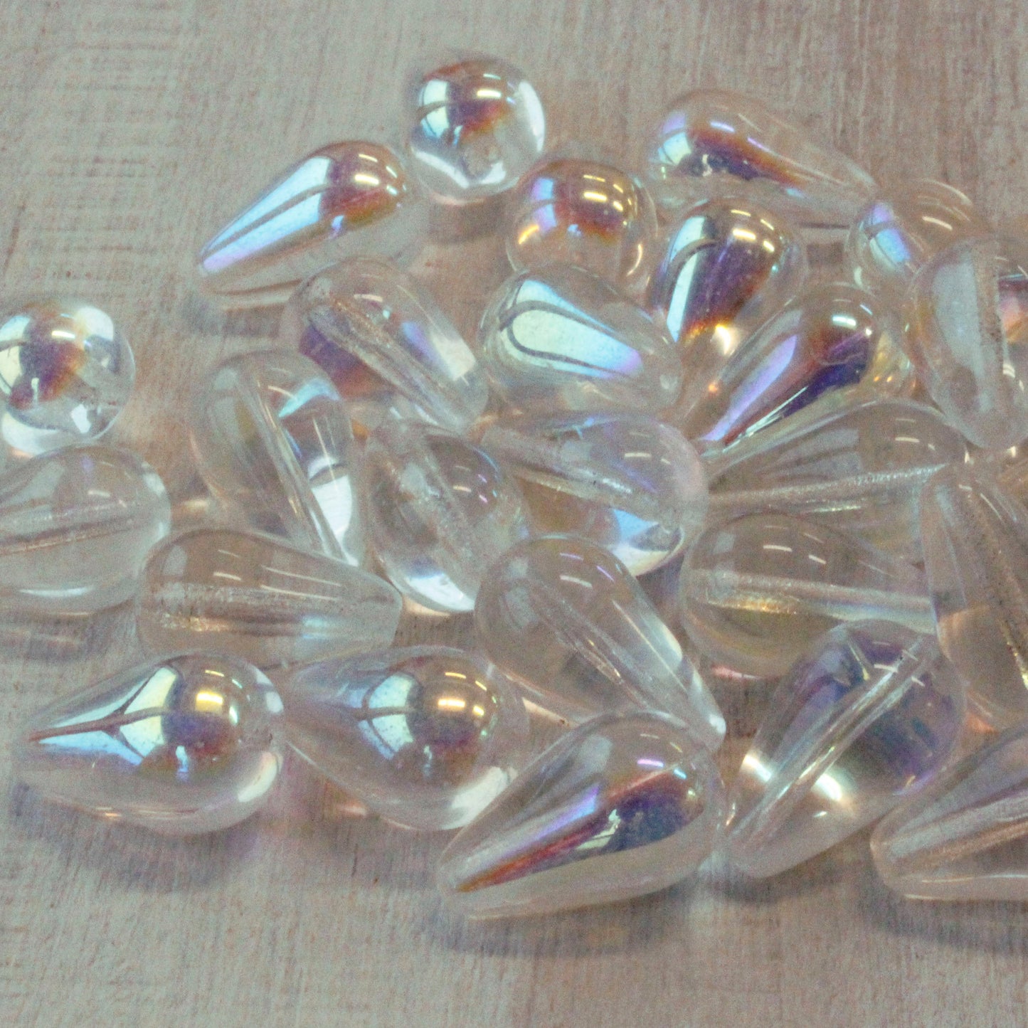 11x18mm Long Drilled Drops - Crystal AB - 20 Beads