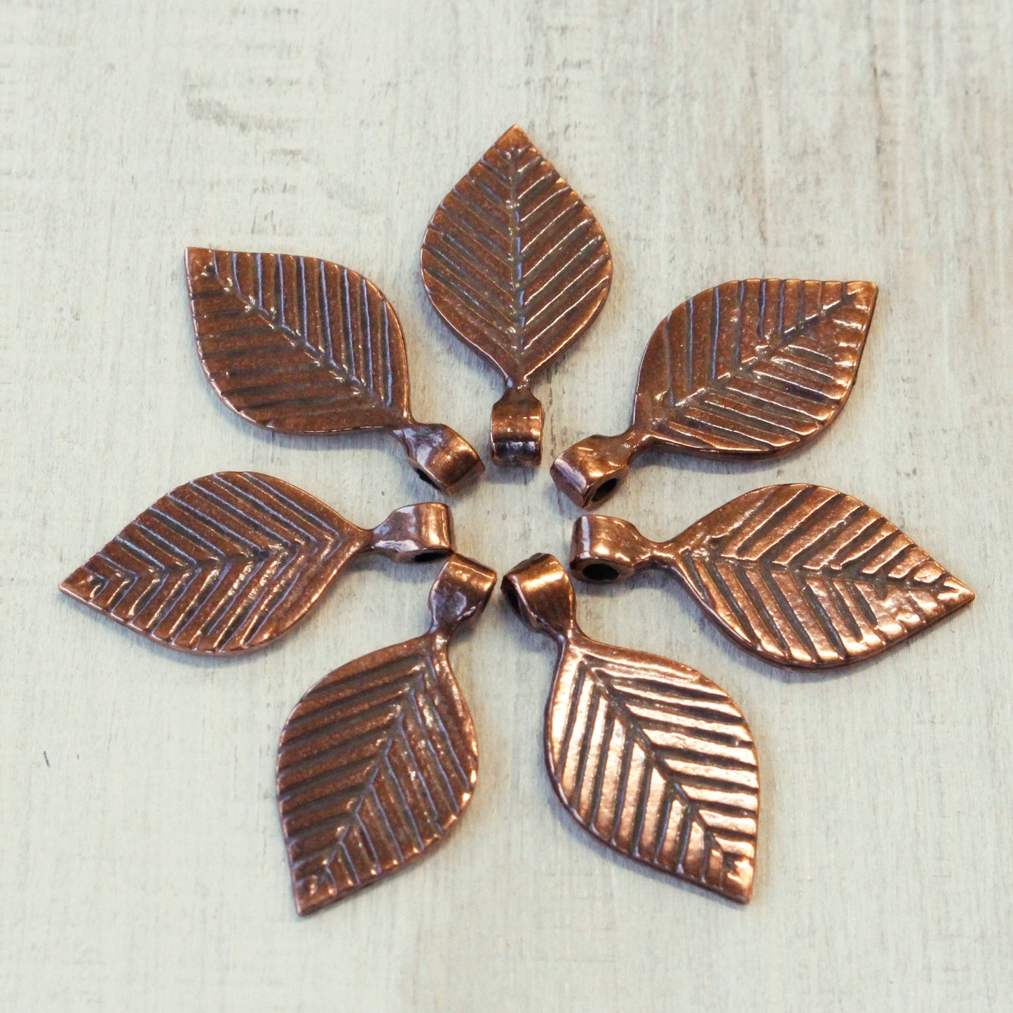 14x29mm Mykonos Metal Leaf Pendant - Copper