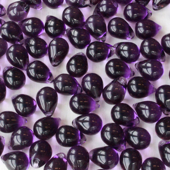 10x14mm Glass Teardrop Beads  - Purple