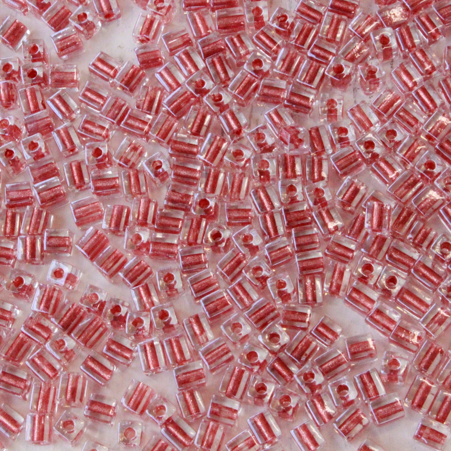 4mm Miyuki Cube Beads  - Antique Rose Lined Crystal - 20 grams