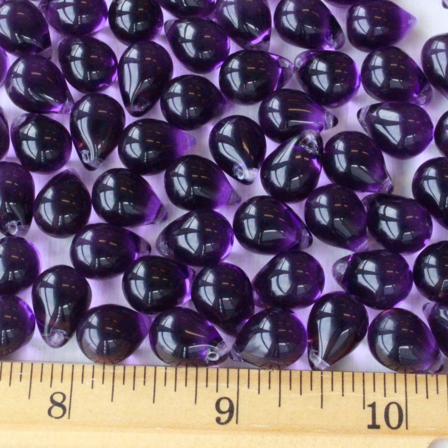 10x14mm Glass Teardrop Beads  - Purple