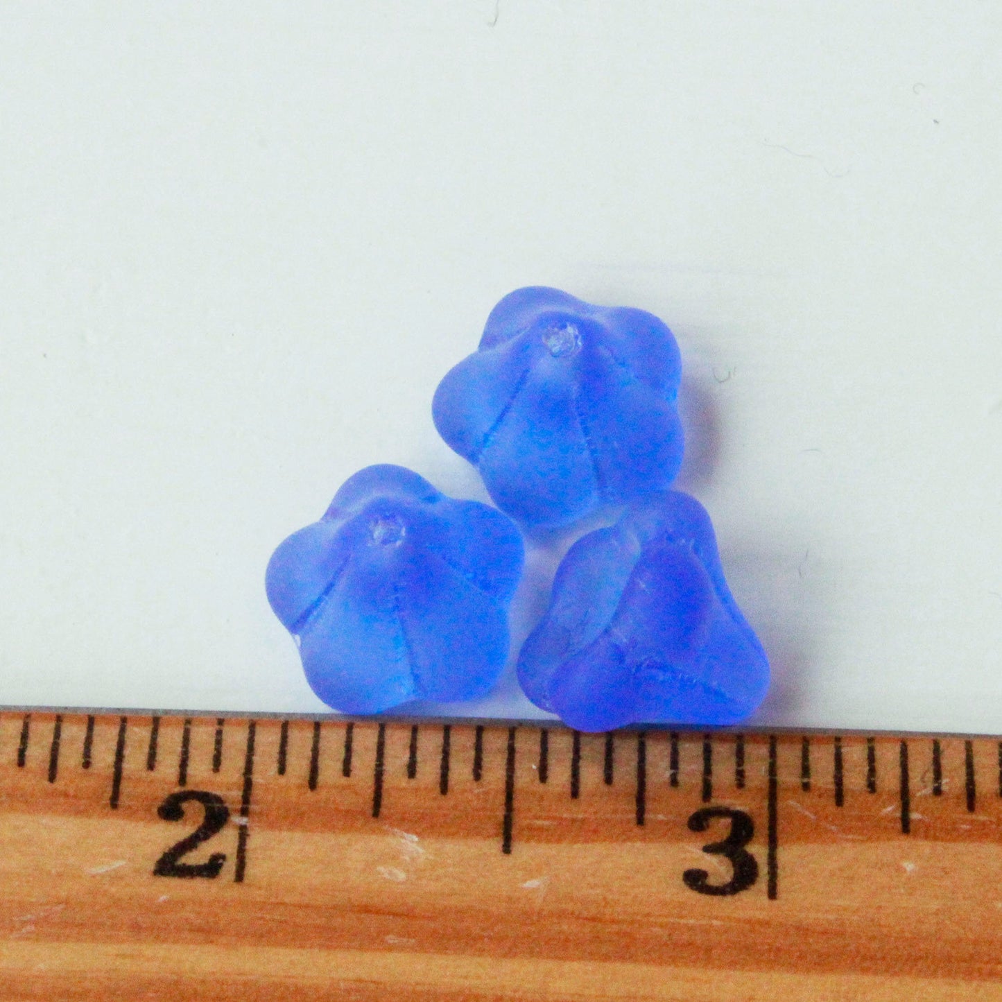 10x12mm Trumpet Flower Beads - Sapphire Blue Matte