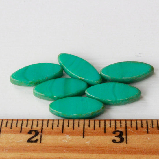 18mm - Spindle Beads - Green Turquoise - 10 beads
