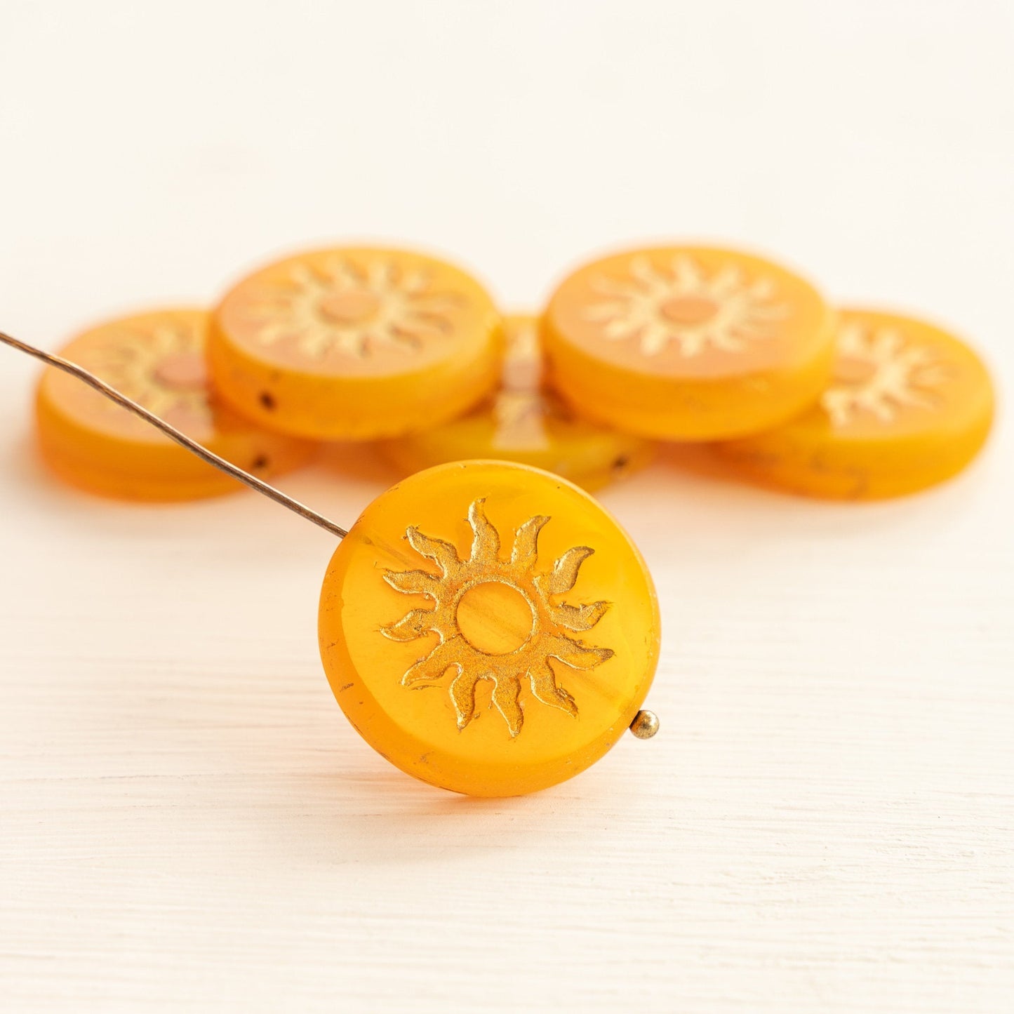 22mm Sun Coin Beads - Sunshine Yellow - 1 Bead