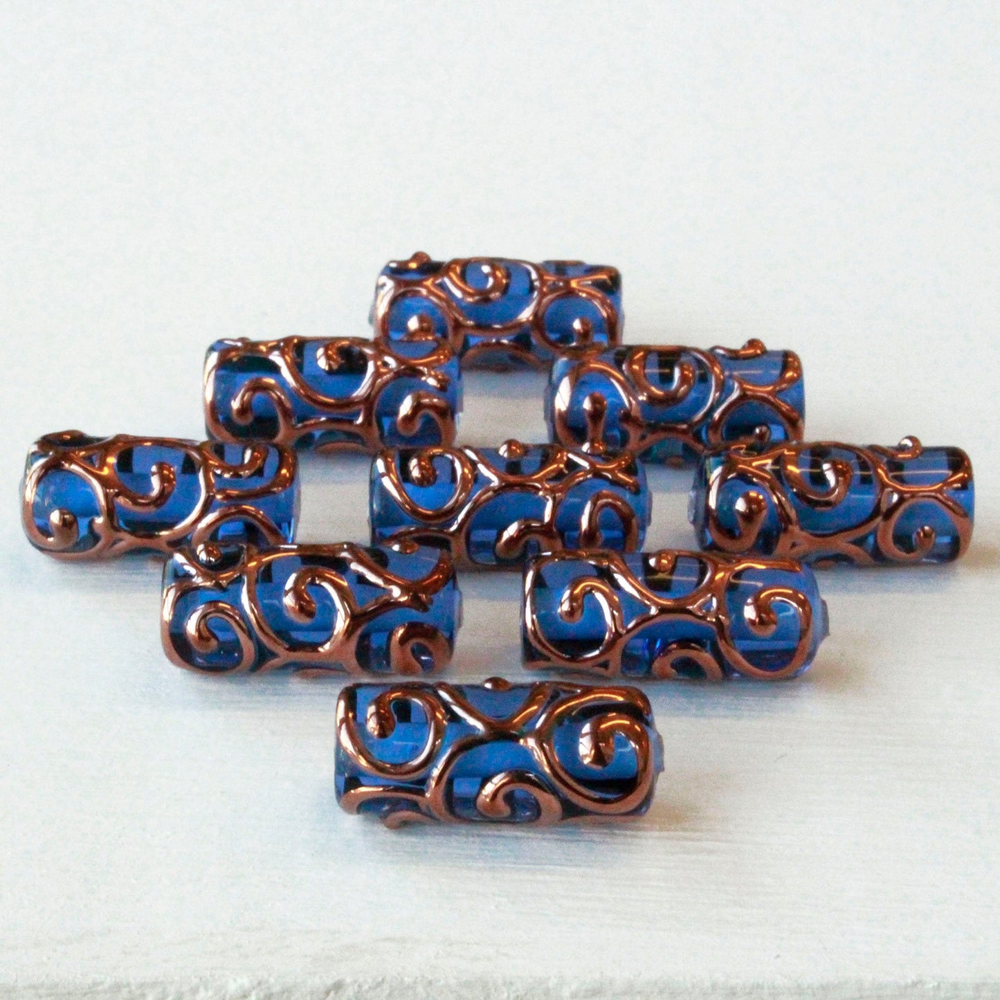 Handmade Lampwork Tube Beads - 20x8mm - Sapphire Blue - 2, 4 or 8