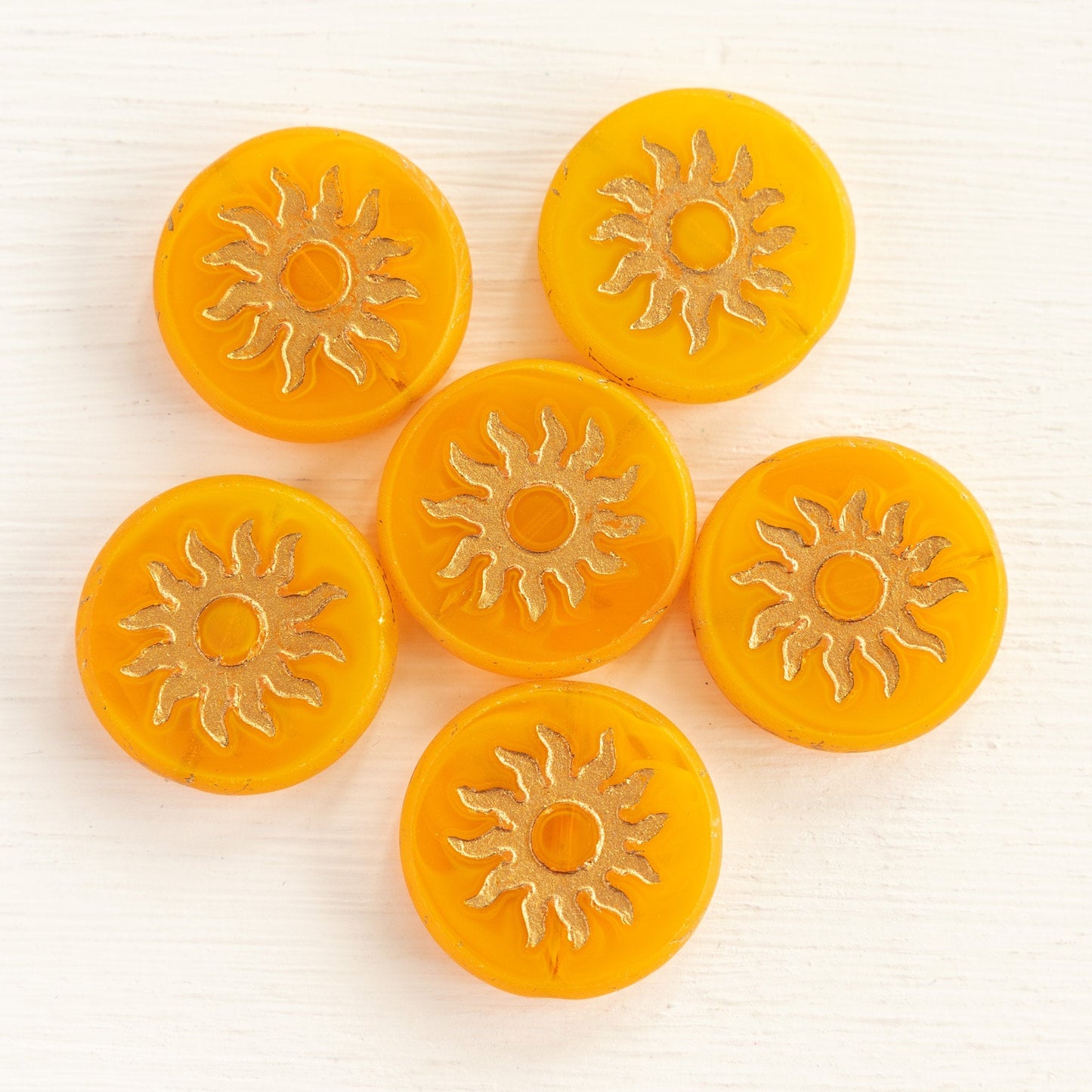 22mm Sun Coin Beads - Sunshine Yellow - 1 Bead