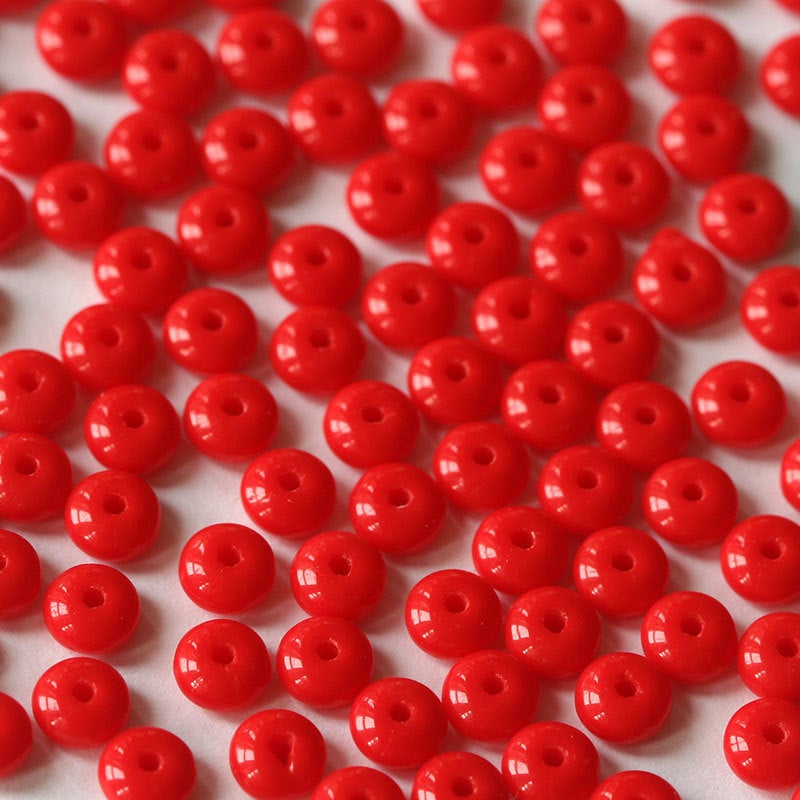 4mm Rondelle Beads - Opaque Red - 100 Beads