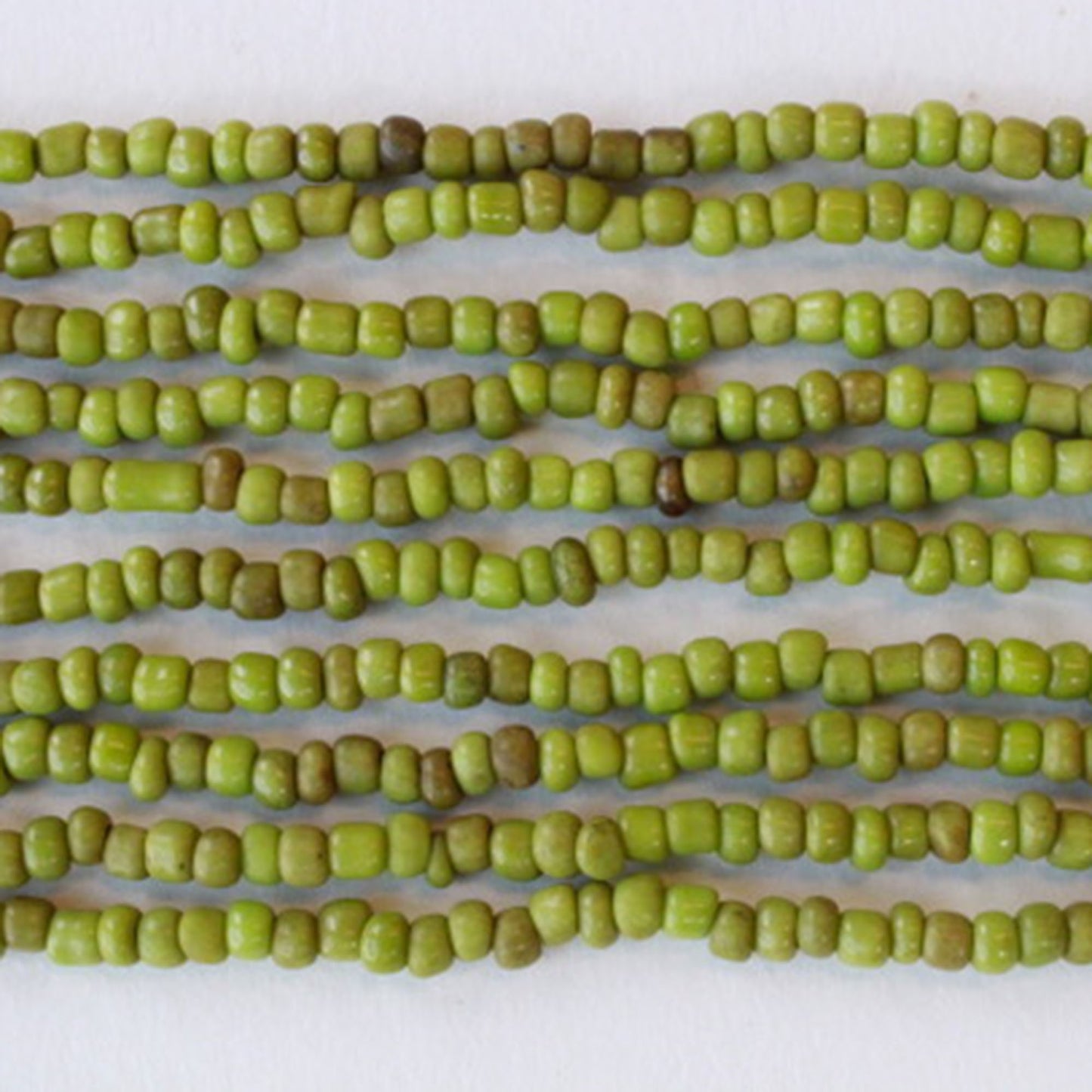 Rustic Indonesian Seed Beads - Olive - 42 inches