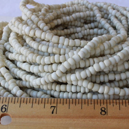 Rustic Indonesian Seed Beads - Ivory White - 42 inches