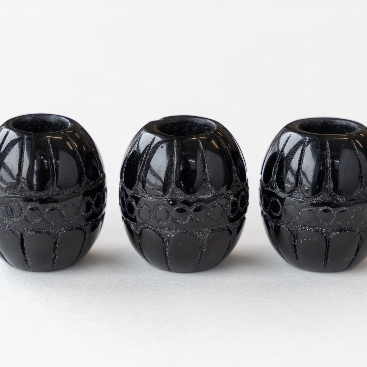 Large Ornate Carved Tube - Black Onyx - 1 Tube