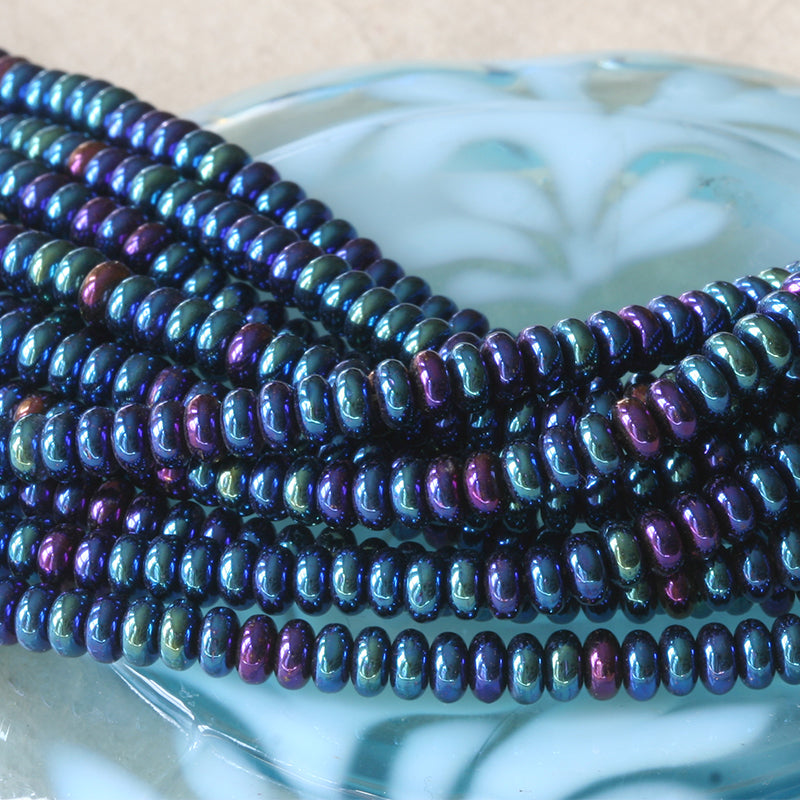 4mm Rondelle Beads - Blue Iris - 100 beads