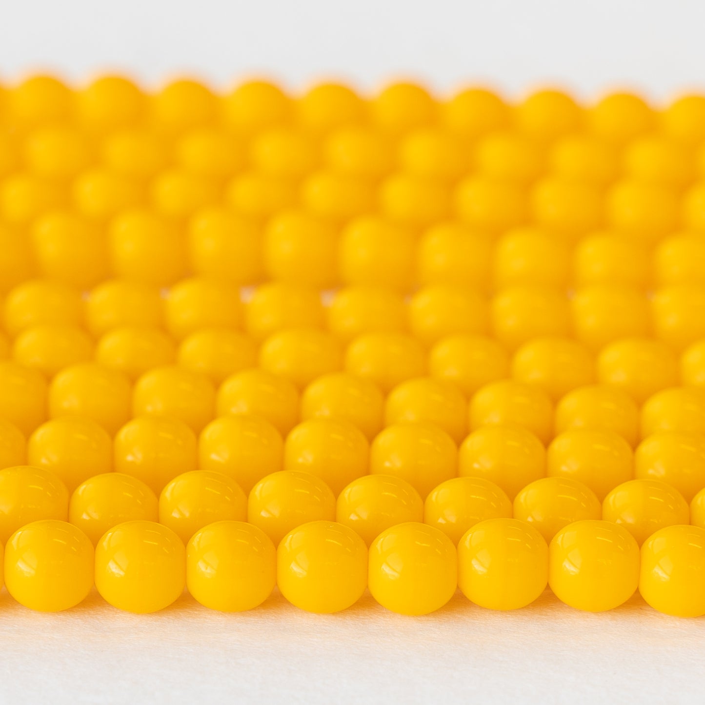 6mm Round Glass Beads - Opaque Sunshine Yellow - 20 Beads