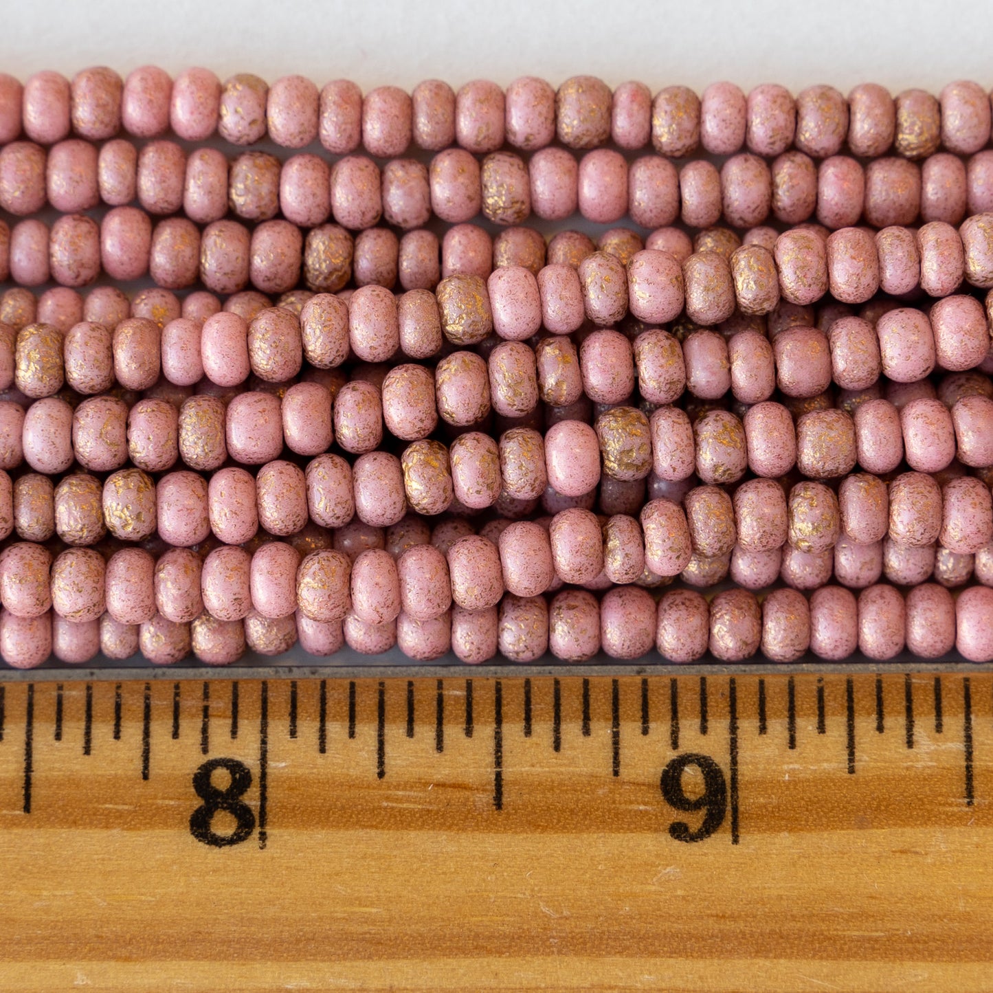 Size 6 Seed Beads - Pink Coral with Gold Dust - Choose Amount