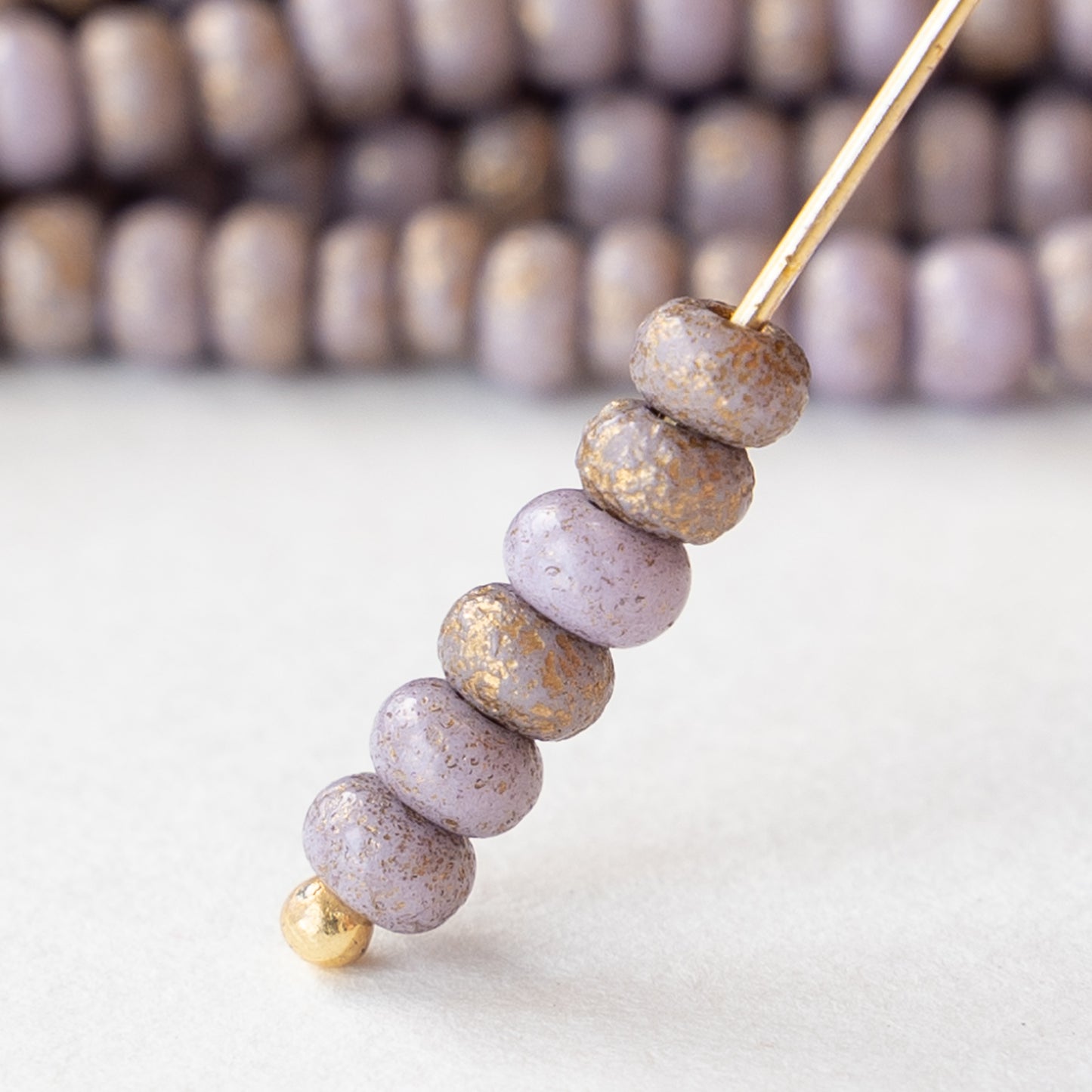 Size 6 Seed Beads - Opaque Purple Mauve with Gold Dust - Choose Amount