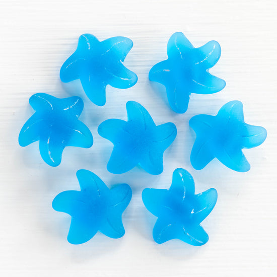 Frosted Starfish Buttons - 20mm - Aqua - 2 Buttons