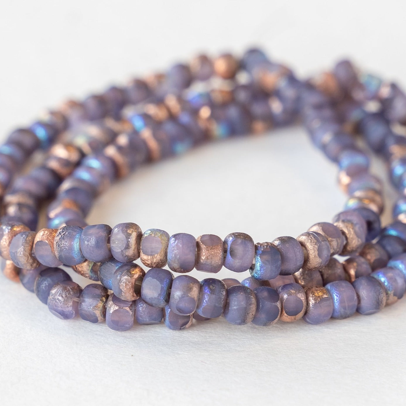 6/0 Tri-cut Seed Beads - Lavender with Etched Bronze - 50
