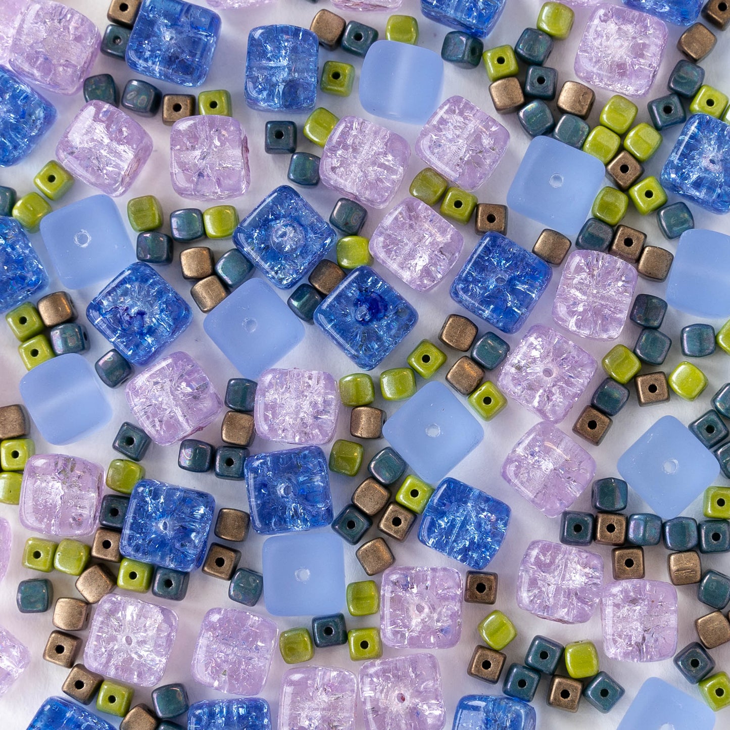 Pressed Glass Cube Beads
