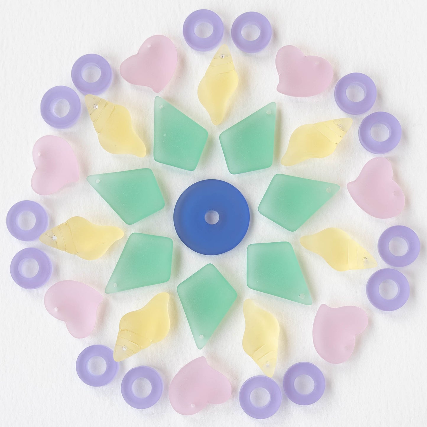 Frosted Glass Beads & Charms