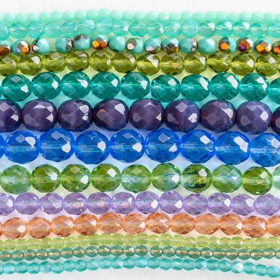 Expo Round Faceted Glass Beads, Pack of 28