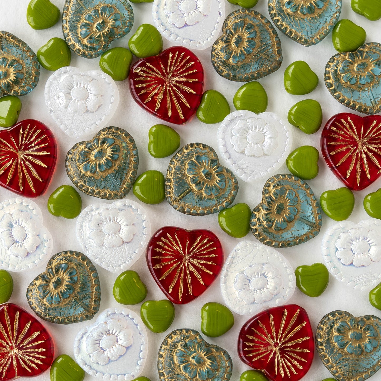 Czech Glass Heart Beads