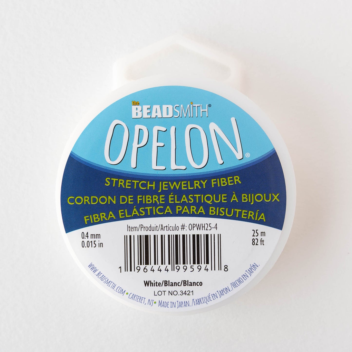Opelon Stretch Jewelry Cord - White - 0.4mm - 25 meters