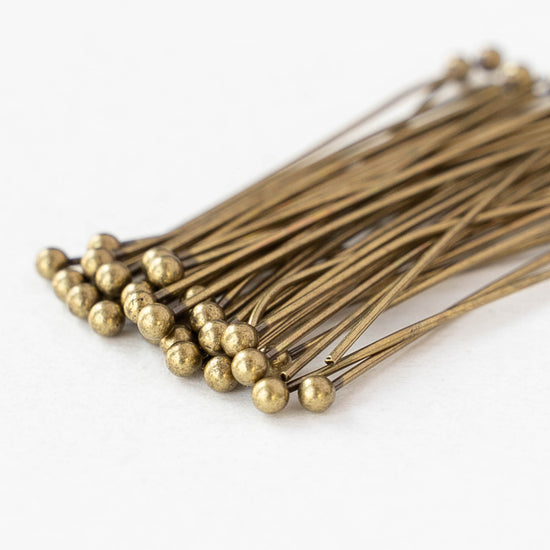 1.5-inch Ball Headpins - Brass - 10, 30, or 60 headpins