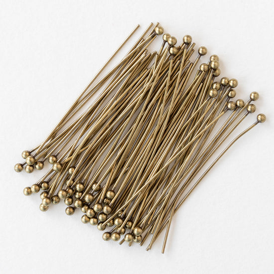 Headpins - Brass 1.5 Inch Balled Tip - 20 Headpins